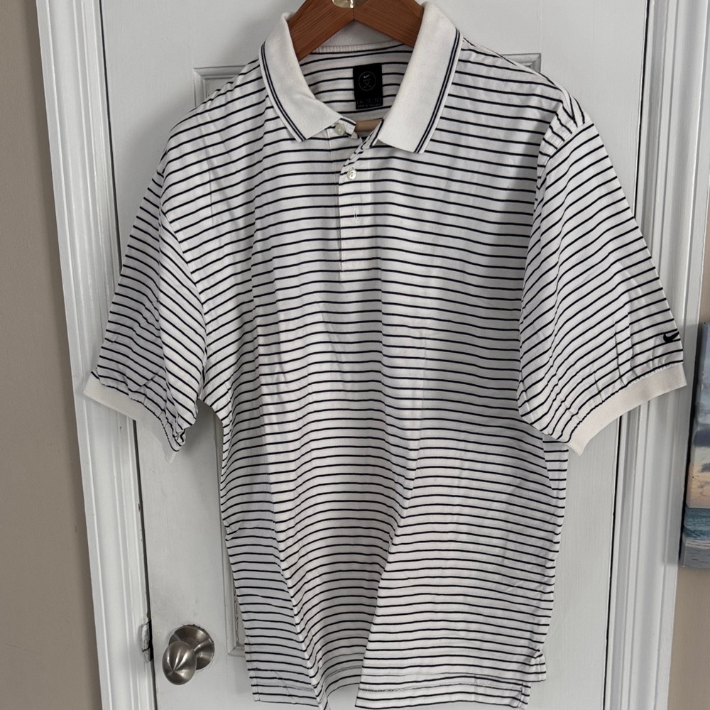 Nike White Polo with Black Stripes
